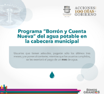 Sigue el Borrón y Cuenta Nueva en el Organismo Operador del Agua de Villa de Reyes.