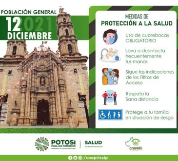Salud recomienda medidas para evitar contagios por COVID-19 durante celebraciones del 12 de diciembre