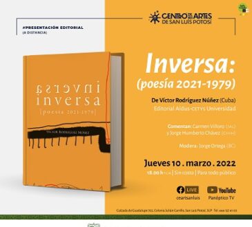 Presentarán poemario "Inversa", del escritor Víctor Rodríguez