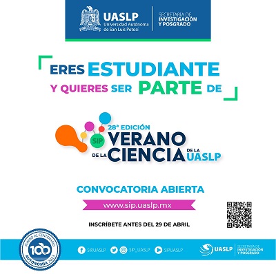 SIP-UASLP invita a estudiantes a participar en la 28ª edición del Verano de la Ciencia