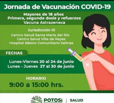 Vacunación contra Covid-19 para mayores de 18 años en Villa de Reyes
