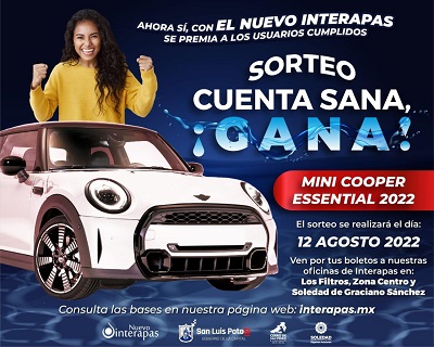 Interapas ha entregado más de 100 mil boletos para sorteo de Mini Cooper a usuarios cumplidos en el pago de agua