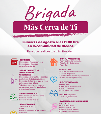 Brigada Más Cerca de Ti arranca en la comunidad de Bledos.