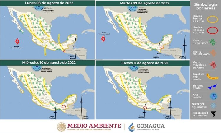 Canales de baja presión originarán intervalos de chubascos durante la semana en regiones de San Luis Potosí