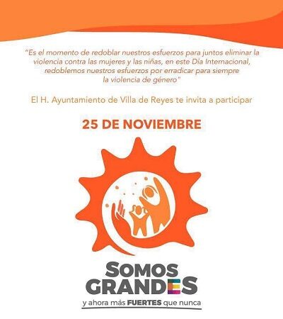 En Villa de Reyes conmemorarán el Día Internacional de la Eliminación de la Violencia vs las Mujeres