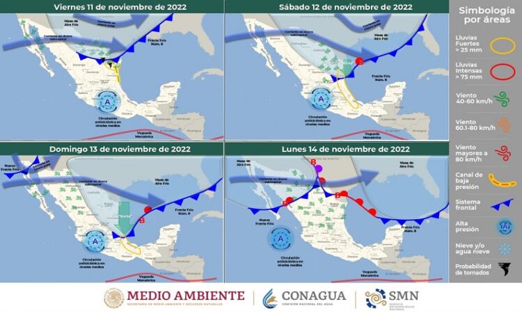 El Frente Frío No. 8 generará chubascos y lluvias aisladas durante el fin de semana en regiones de San Luis Potosí