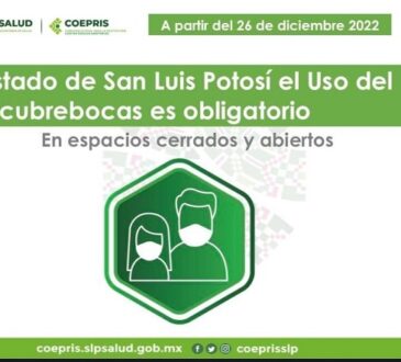Regresa uso obligatorio de cubrebocas a SLP, anuncia Salud