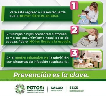 Exhorta Salud a escuelas, reforzar protocolos sanitarios contra COVID-19