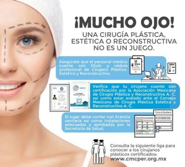 Establecimientos de cirugía plástica deben contar con licencia sanitaria y médicos cirujanos plásticos.