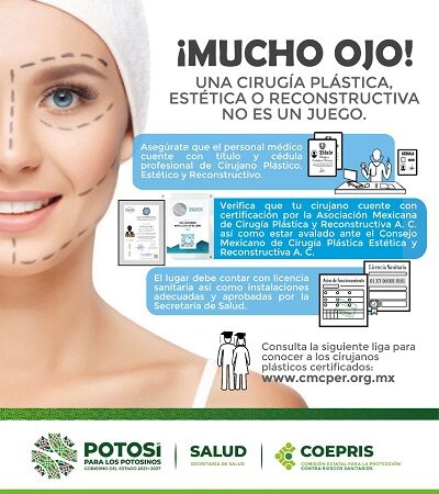 Establecimientos de cirugía plástica deben contar con licencia sanitaria y médicos cirujanos plásticos.